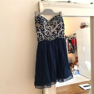 Strapless Sean Collection Beaded Formal Dress